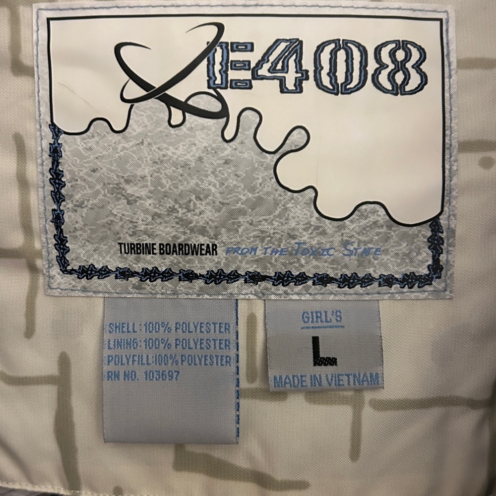 E408 Turbine Boardwear Snowboard Girl's Cream Hooded Jacket - Picture 8 of 16